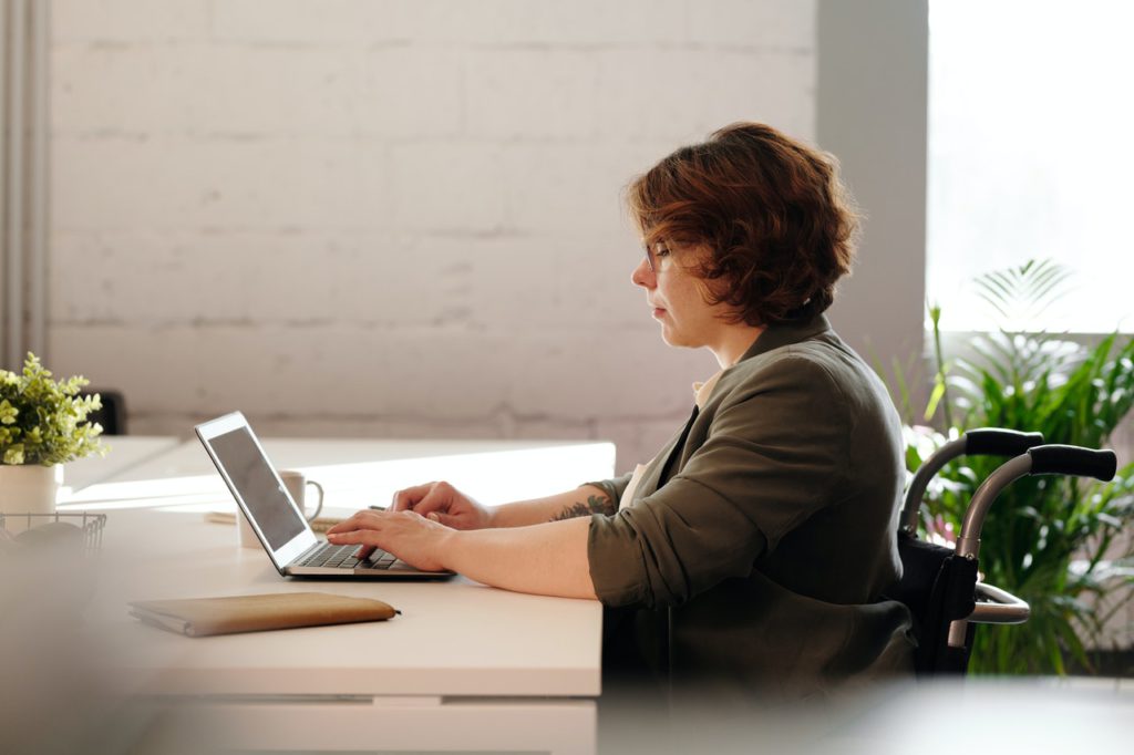 woman using laptop